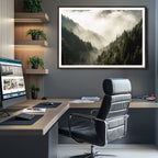 Misty Valley Wall Art Canvas Print | Foggy Forest and Pine Trees