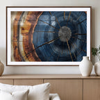 Framed Abstract Tree Ring Wall Art Print, Natural Rustic Wood Grain Canvas Print