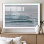 Ocean Waves Wall Art Canvas Print, Framed Surfer Lineup on a Crowded Ocean