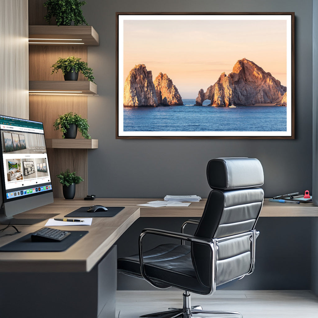 El Arco Wall Art Canvas Print, Framed Cabo San Lucas Ocean Arch Coastal Art