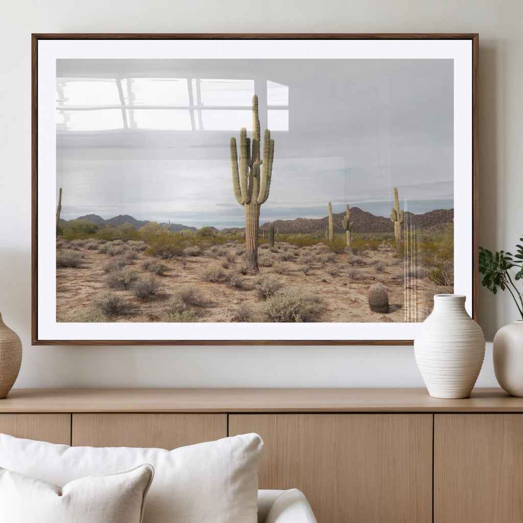Saguaro Cactus Wall Art | Framed Desert Canvas Artwork