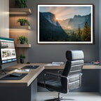 Yosemite Valley Wall Art Canvas Print, Framed Mountain Landscape National Park Art