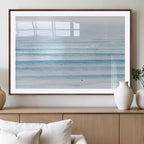 Ocean Wave Surfer Wall Art | Framed Minimal Seascape Canvas