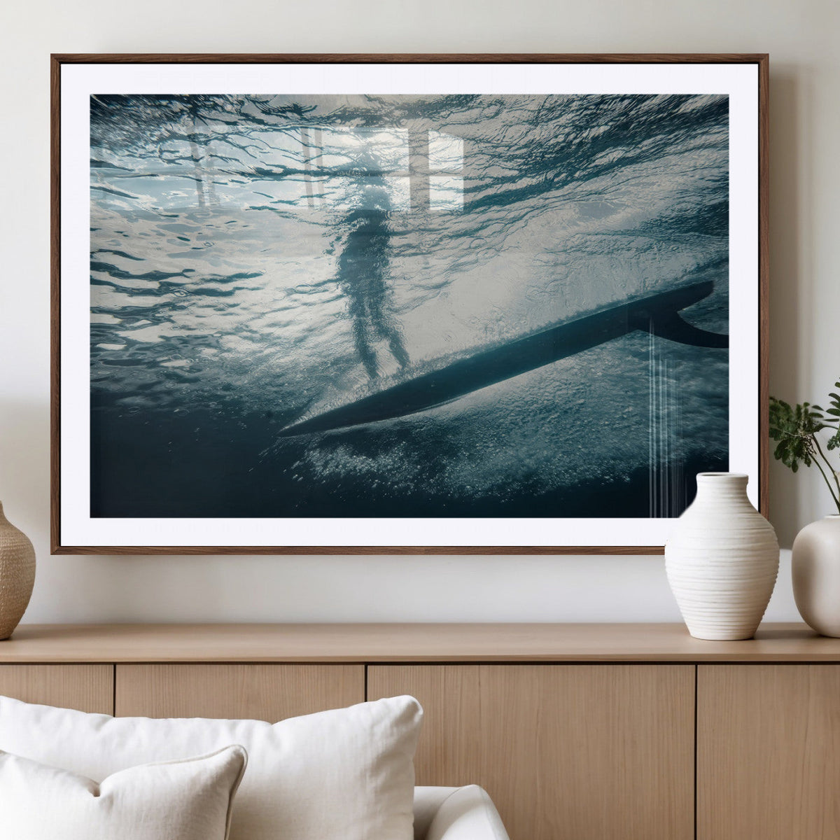 Underwater Surf Wall Art | Framed Ocean Wave Canvas Artwork