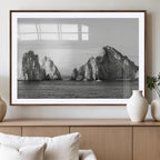 Coastal Wall Art | Framed Black White Ocean Canvas Artwork