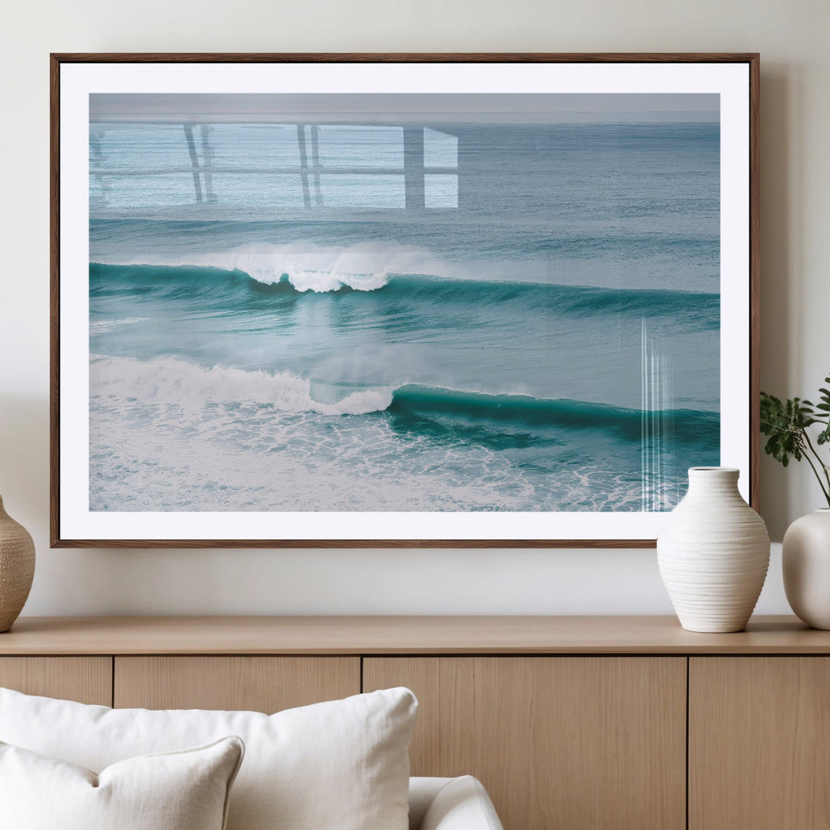 Ocean Swell Wall Art Canvas Print, Framed Surf Waves and Blue Water Scene