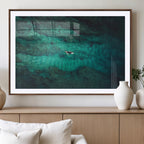 Ocean Surf Wall Art Canvas Print, Framed Vibrant Blue Waters Seascape Artwork