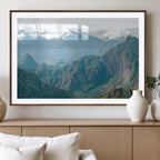 Misty Mountain Wall Art Canvas Print, Framed Cloudy Andean Art, Rugged Mountain Landscape