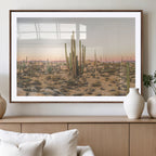 Desert Cactus Wall Art Canvas Print, Framed Baja Desert Art, Pastel Southwestern Decor