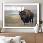 Bison Wall Art Canvas Print, Framed American Buffalo Rustic Western Artwork