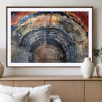 Tree Rings Wall Art Canvas Print, Framed Petrified Wood Art, Modern Rustic Decor