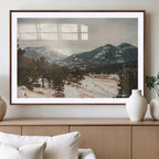 Mountain Landscape Wall Art Canvas Print, Framed Snowy Peaks Alpine Winter