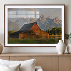 Rustic Barn Wall Art Canvas Print, Framed Western Landscape Art, Farmhouse Style Decor