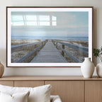 Beach Boardwalk Wall Art Canvas Print, Framed Coastal Serenity Ocean View