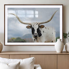 Texas Longhorn Wall Art Canvas Print, Framed Western Rustic Farmhouse
