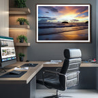 Beach Sunset Wall Art Canvas Print, Tropical Ocean Waves
