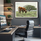 Texas Longhorn Wall Art Canvas Print, Rustic Western Ranch