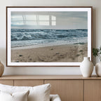 Ocean Wall Art Canvas Print, Framed Moody Seascape with Waves and Horizon