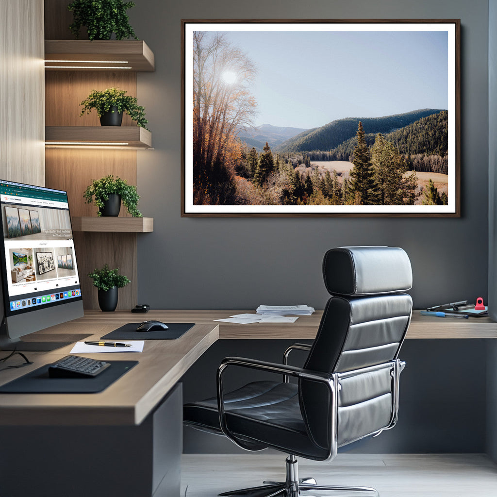 Rustic Landscape Wall Art Canvas Print, Serene Valley Scene