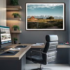 Rustic Farmhouse Wall Art Canvas Print, Teton Range Mormon Row Barn