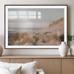 Beach Landscape Wall Art Canvas Print, Framed Sand Dune Photography, Minimalist Seascape Coastal Decor