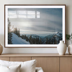 Snowy Mountains Wall Art Canvas Print, Framed Alpine Landscape Frosty Peaks Artwork