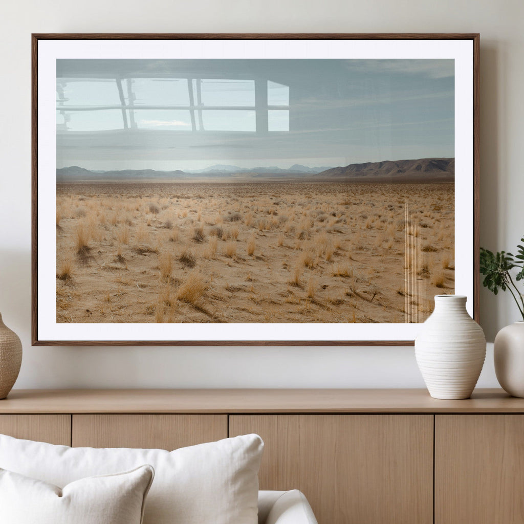 Desert Plains Wall Art Canvas Print, Golden Light Over Dry Grass and Open Horizon