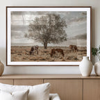 Texas Longhorn Cattle Wall Art, Rustic Western Ranch Canvas