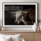 Texas Longhorn Bull Canvas Wall Art, Rustic Western Farmhouse Decor