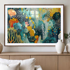 Luminous Abstract Ocean Garden Wall Art Canvas Print, Vibrant Coral Reef Marine Life