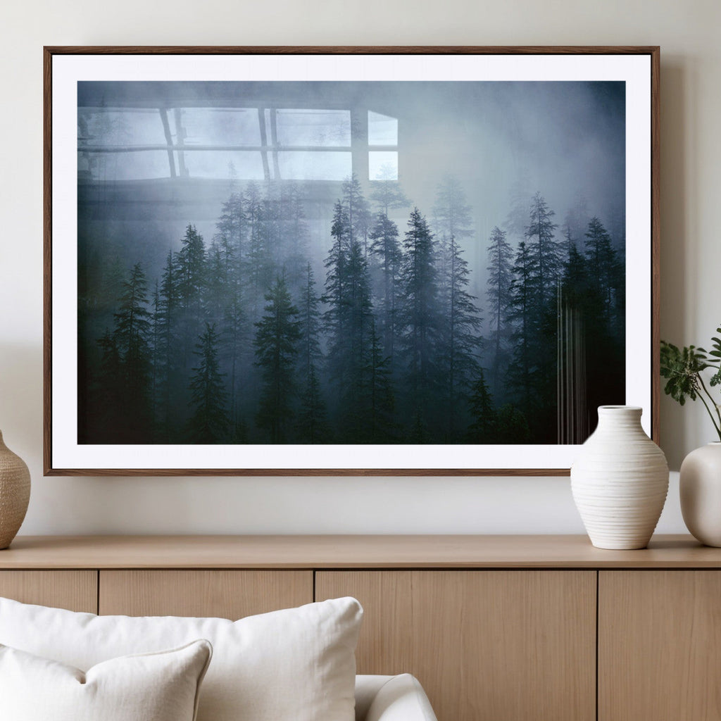Foggy Pines Misty Forest Wall Art Print