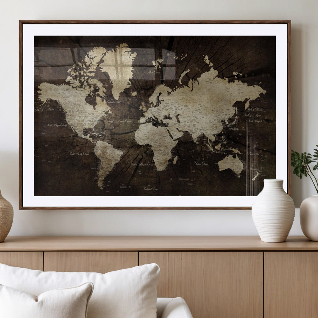 World Map Wall Art Canvas Print | Framed Travel Map Wall Art