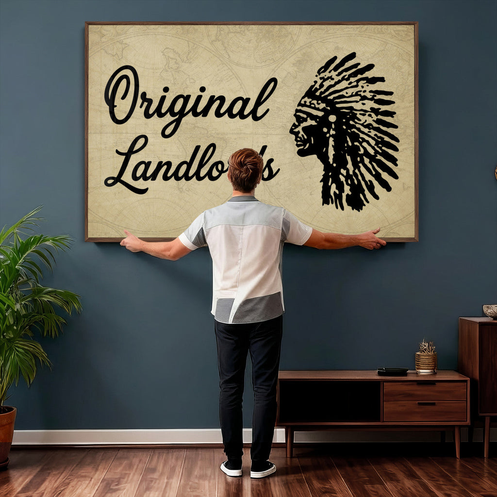 Original Landlords Wall Art Canvas Print, Native American Silhouette Artwork