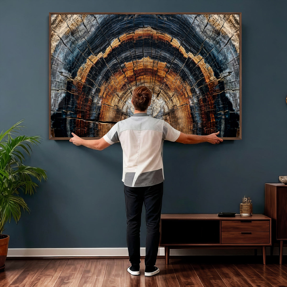 Abstract Wood Grain Canvas Print, Tree Ring Pattern Wall Art, Extra Large Living Room Wall Decor
