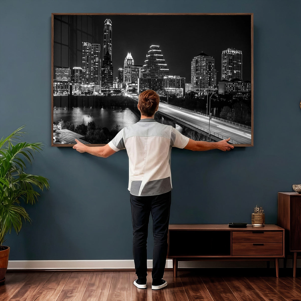 Austin Skyline Wall Art Canvas Print, Austin Downtown Night Cityscape