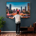 Chicago Wall Art Canvas Print - Chicago City Downtown Night Cityscape
