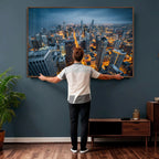 Chicago Wall Art Canvas Print - Chicago City Downtown Night Cityscape