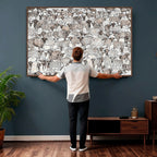 Abstract Texas Cow Wall Art Canvas Print, Farm Longhorn Art for Cabin Decor