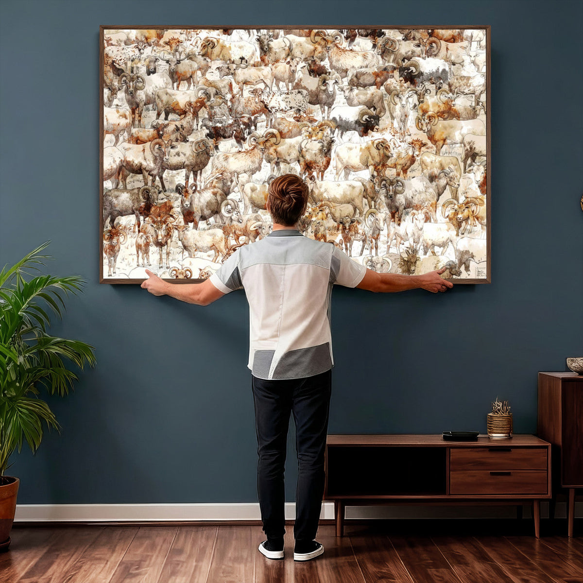 Farmhouse Bighorn Sheep Wall Art Canvas Print