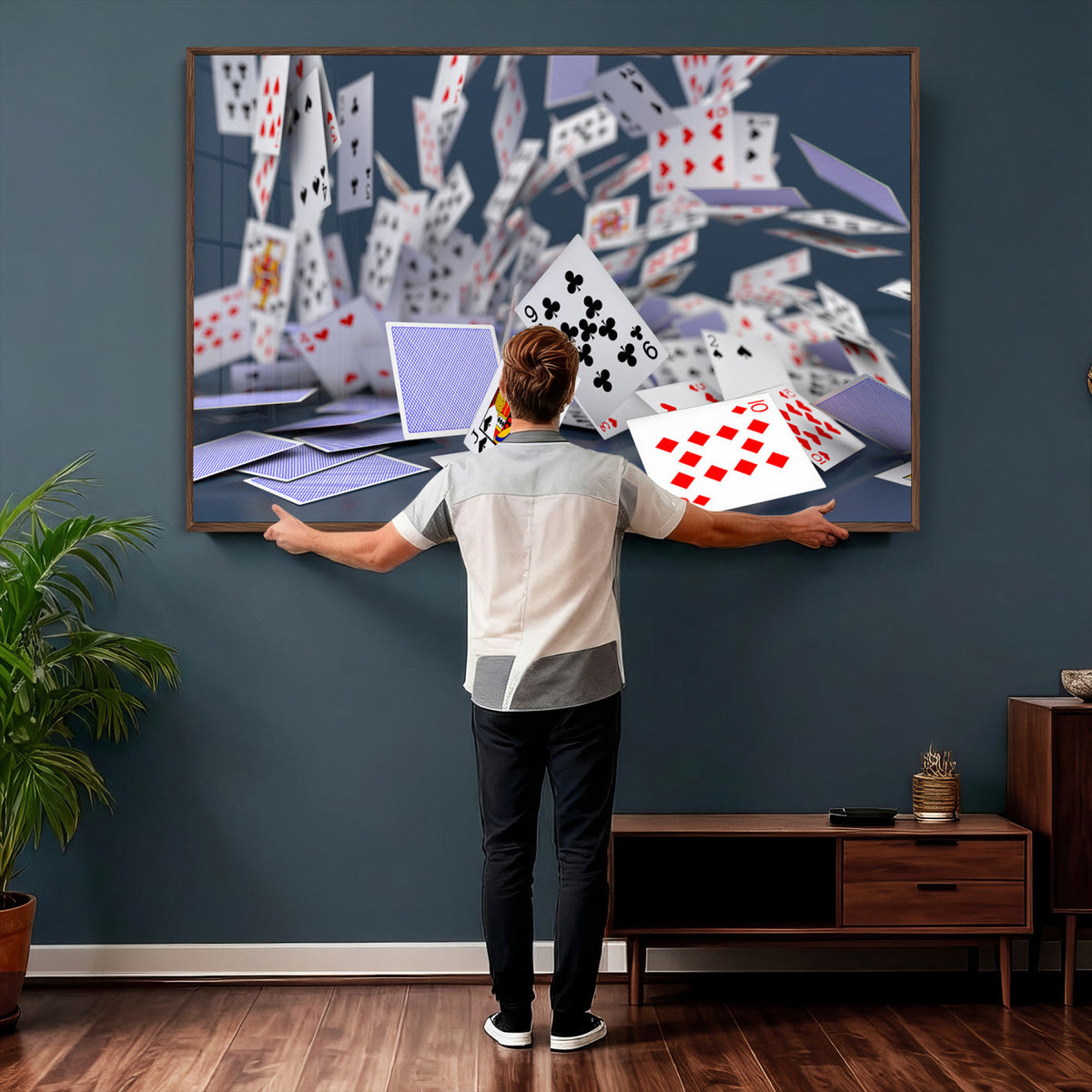 Playing Cards Canvas Wall Art | Casino Game Room Decor