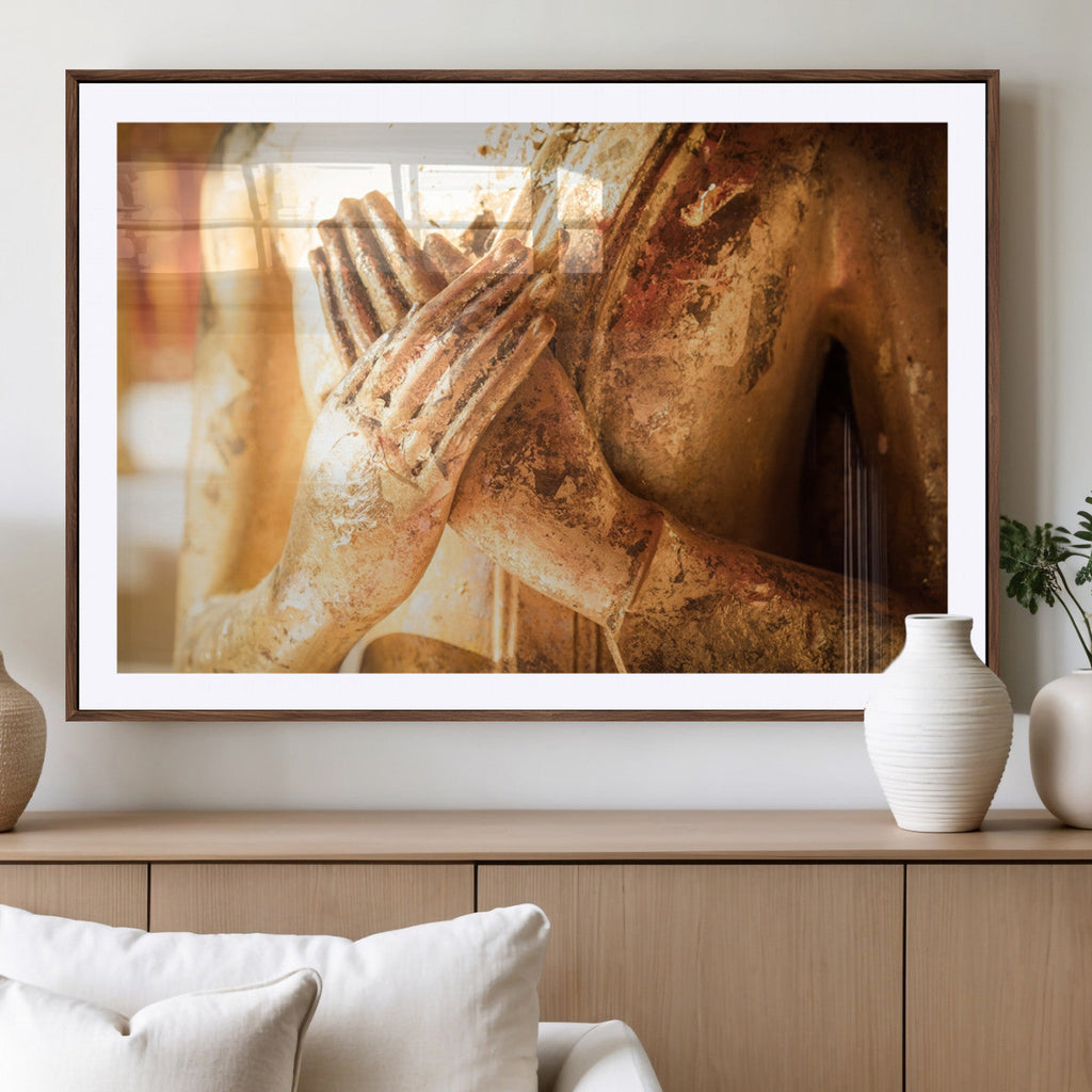 Buddha Statue Hands Wall Art Canvas Print