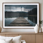 Wooden Bridge Near Lake Wall Art Canvas Print