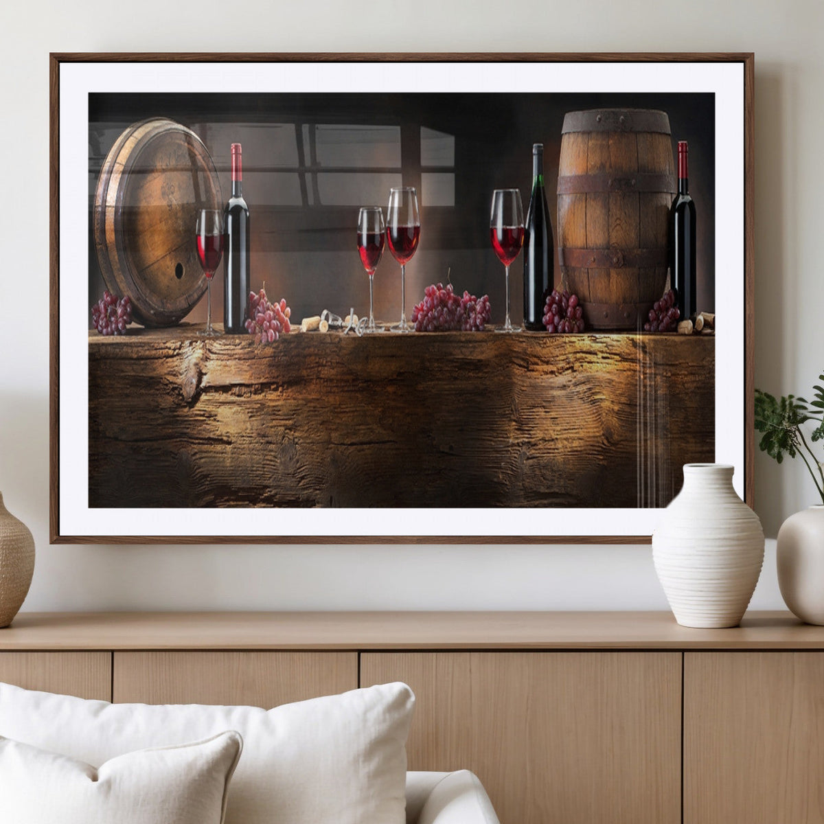 Wine and Barrels Wall Art Canvas Print