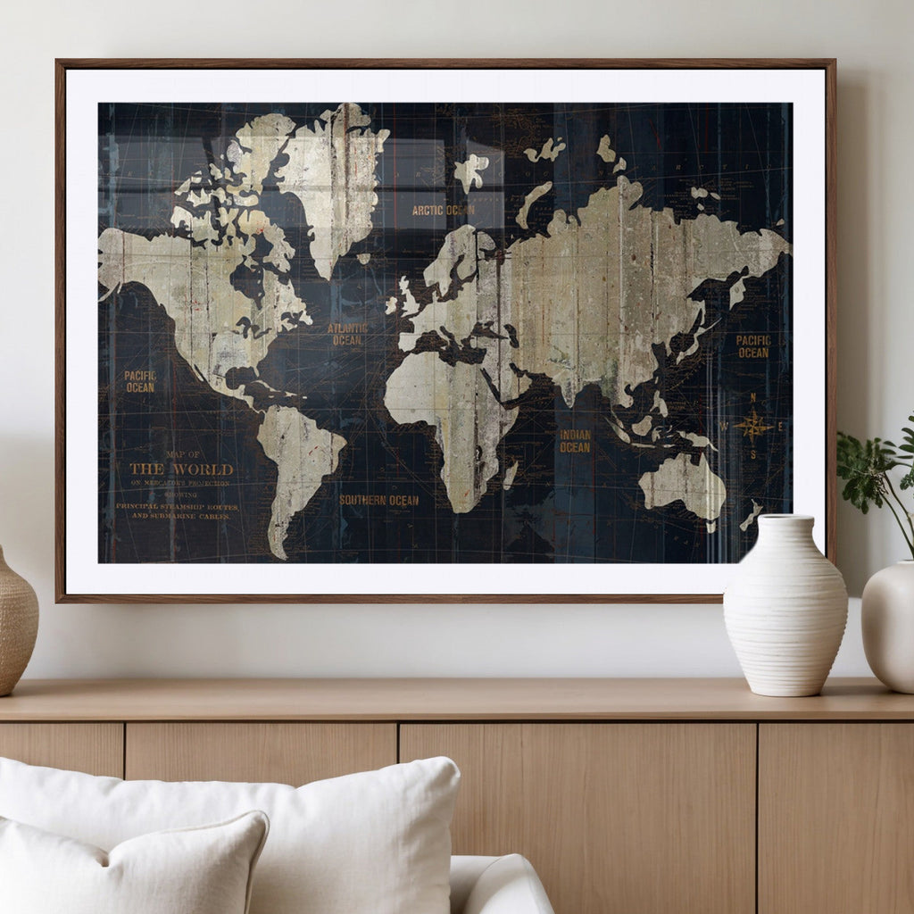 Antique Old World Map Wall Art Canvas Print