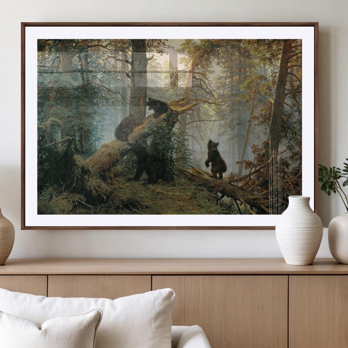 Baby Bears in Forest Wall Art Canvas Print