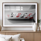 Framed Lucky Poker Cards Canvas | Modern Triptych Wall Art for Game Rooms