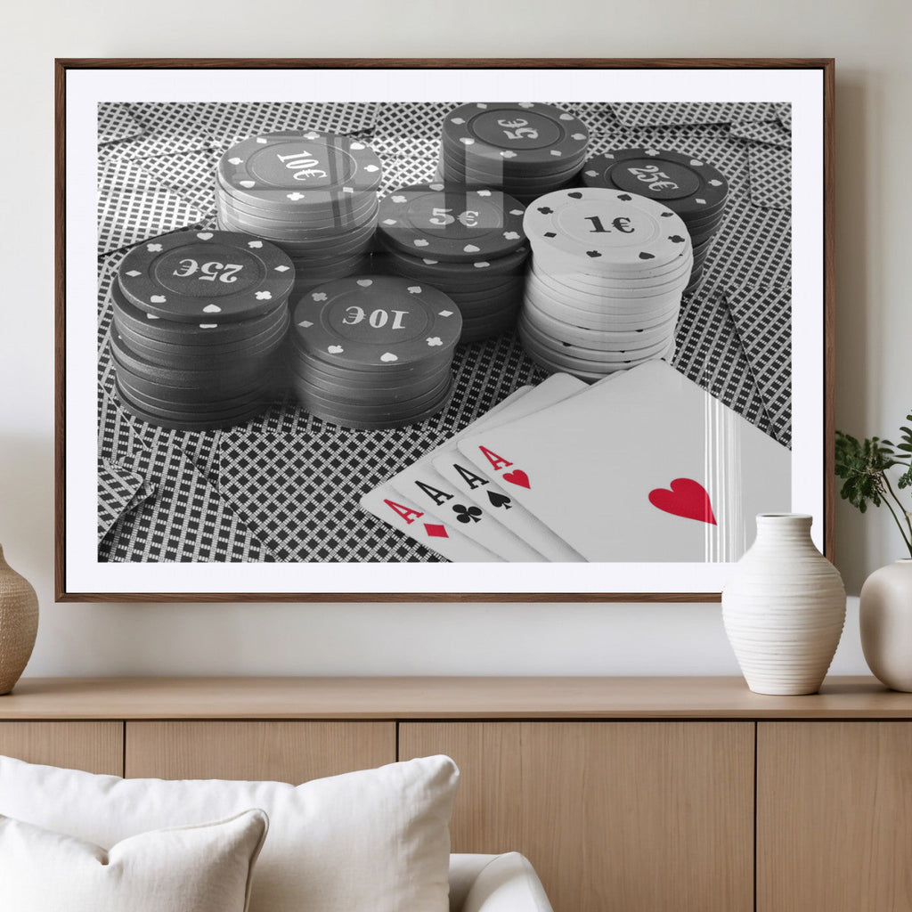 Poker Game Cards Wall Art Canvas, Multi Panel Wall Art
