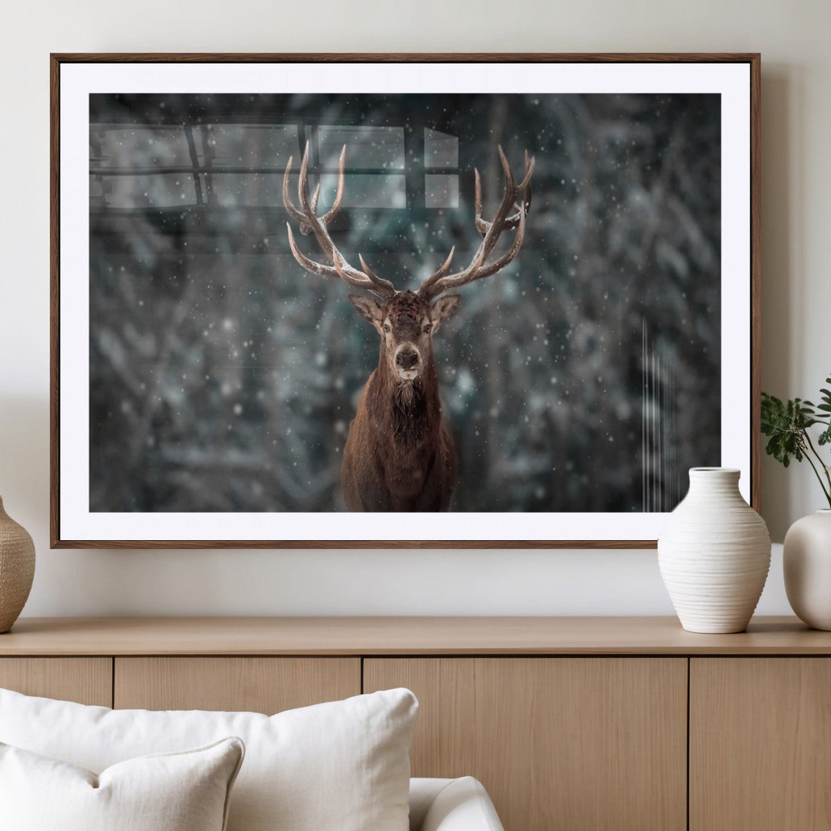 Wall Art Deer Art Animal Canvas, Framed Wall Art Deer Canvas