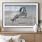 Prancing Horse Desert Large Wall Art Canvas Print, Majestic Horse Animal Artwork