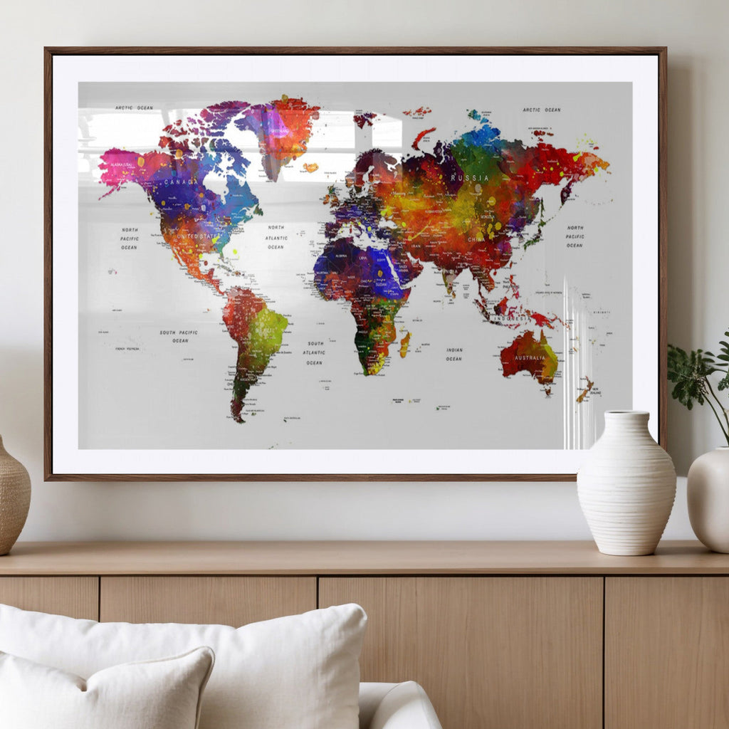 World Map Canvas Print | Detailed Map of the World Wall Art